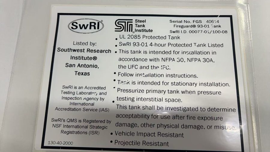SWRI-STI-4HR compliance plate